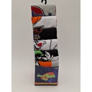 Space Jam Casual Crew Socks Bioworld 6 Pk Sz 8-12